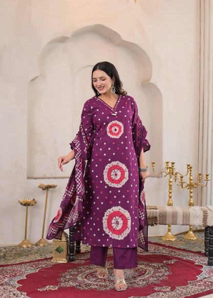 Rangriti Cotton Printed Straight Suit Set with Dupatta