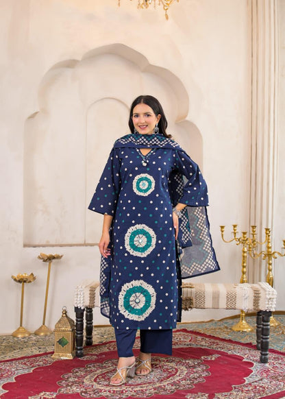 Rangriti Cotton Printed Straight Suit Set with Dupatta