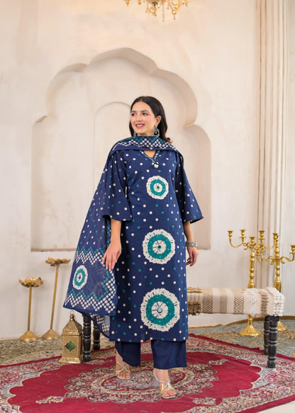 Rangriti Cotton Printed Straight Suit Set with Dupatta