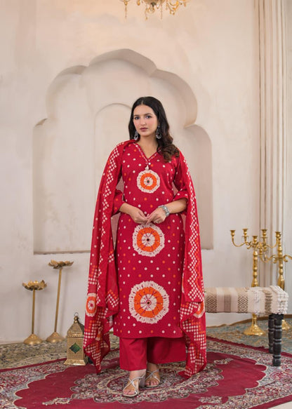 Rangriti Cotton Printed Straight Suit Set with Dupatta