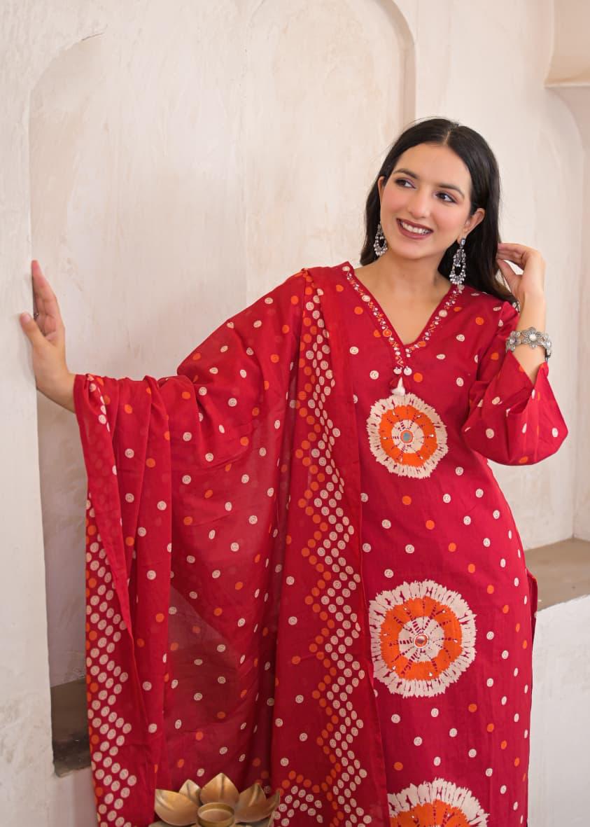 Rangriti Cotton Printed Straight Suit Set with Dupatta