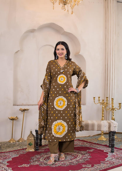 Rangriti Cotton Printed Straight Suit Set with Dupatta