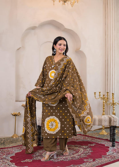Rangriti Cotton Printed Straight Suit Set with Dupatta