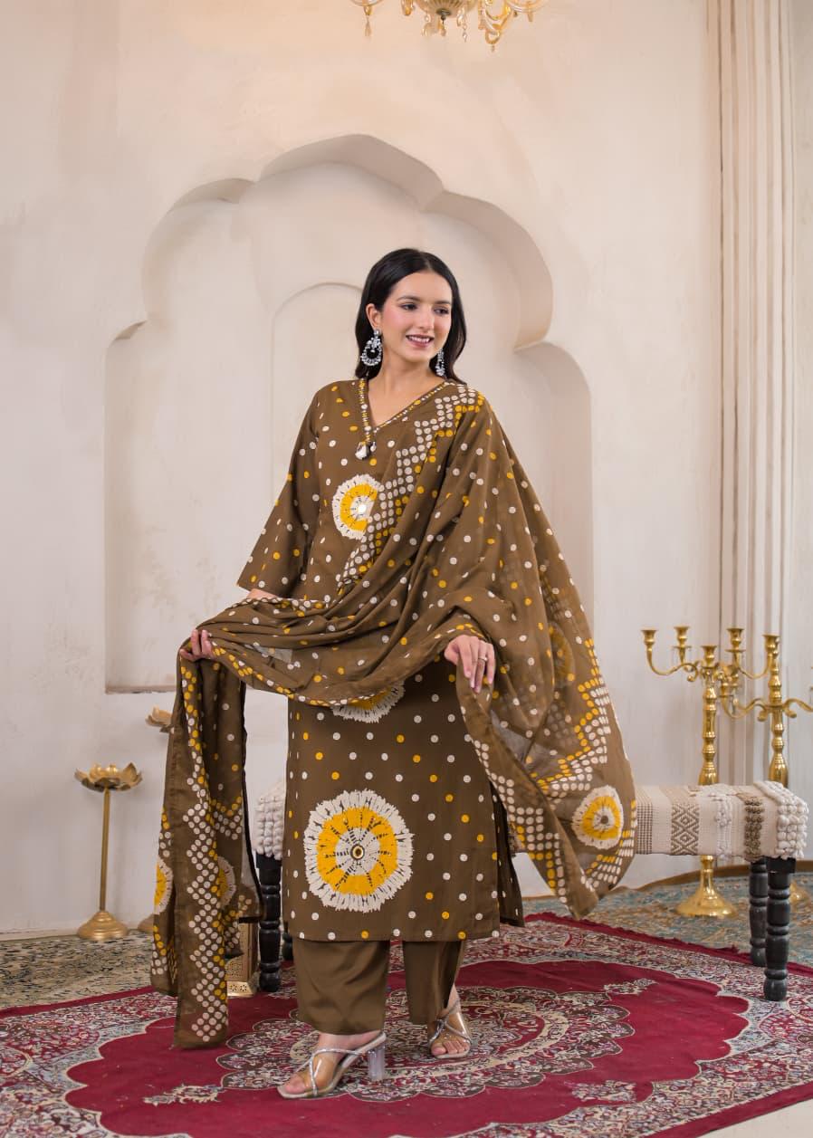 Rangriti Cotton Printed Straight Suit Set with Dupatta