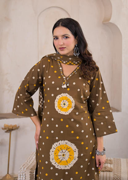 Rangriti Cotton Printed Straight Suit Set with Dupatta