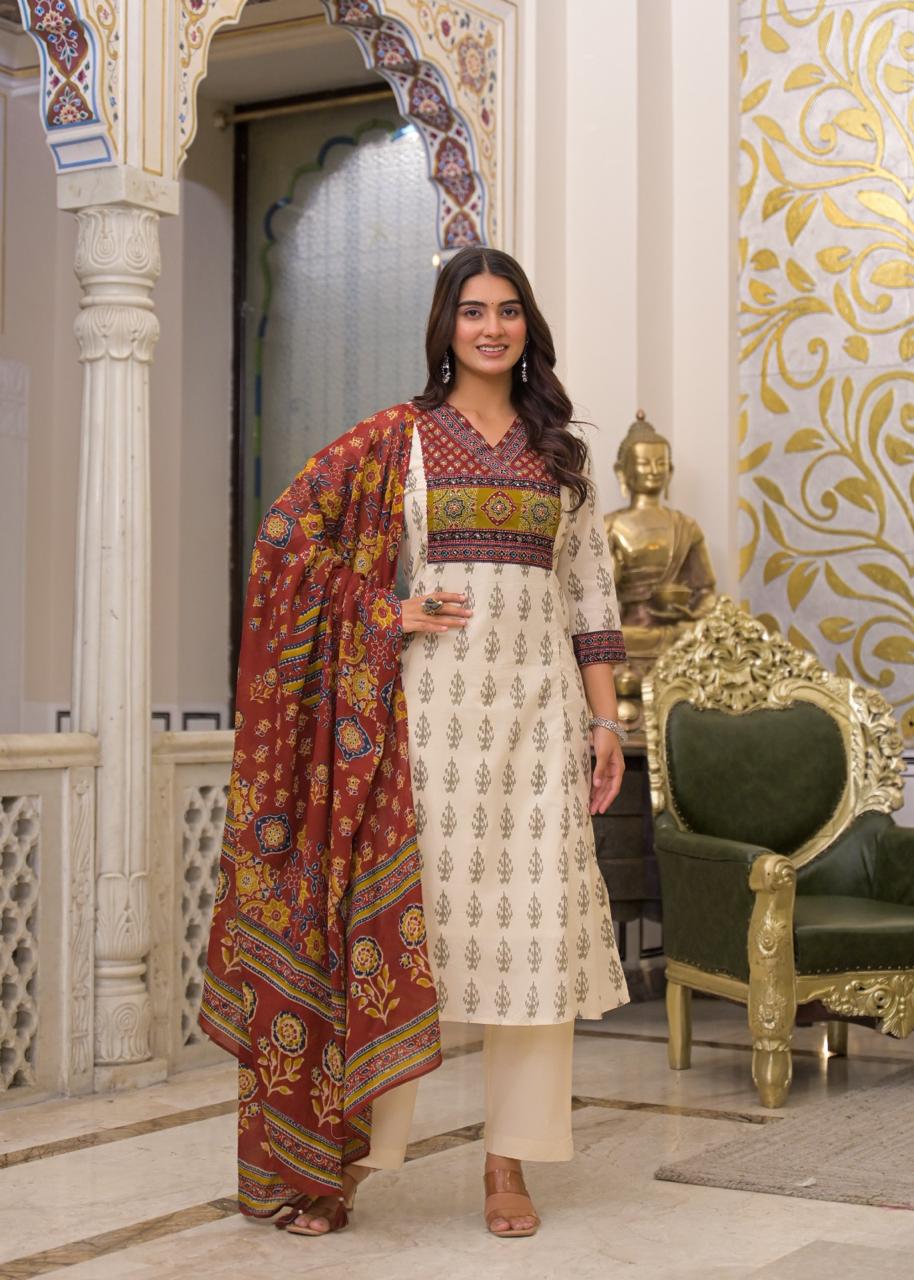 Royal Jaipuri Heritage Cotton A-Line Suit Set