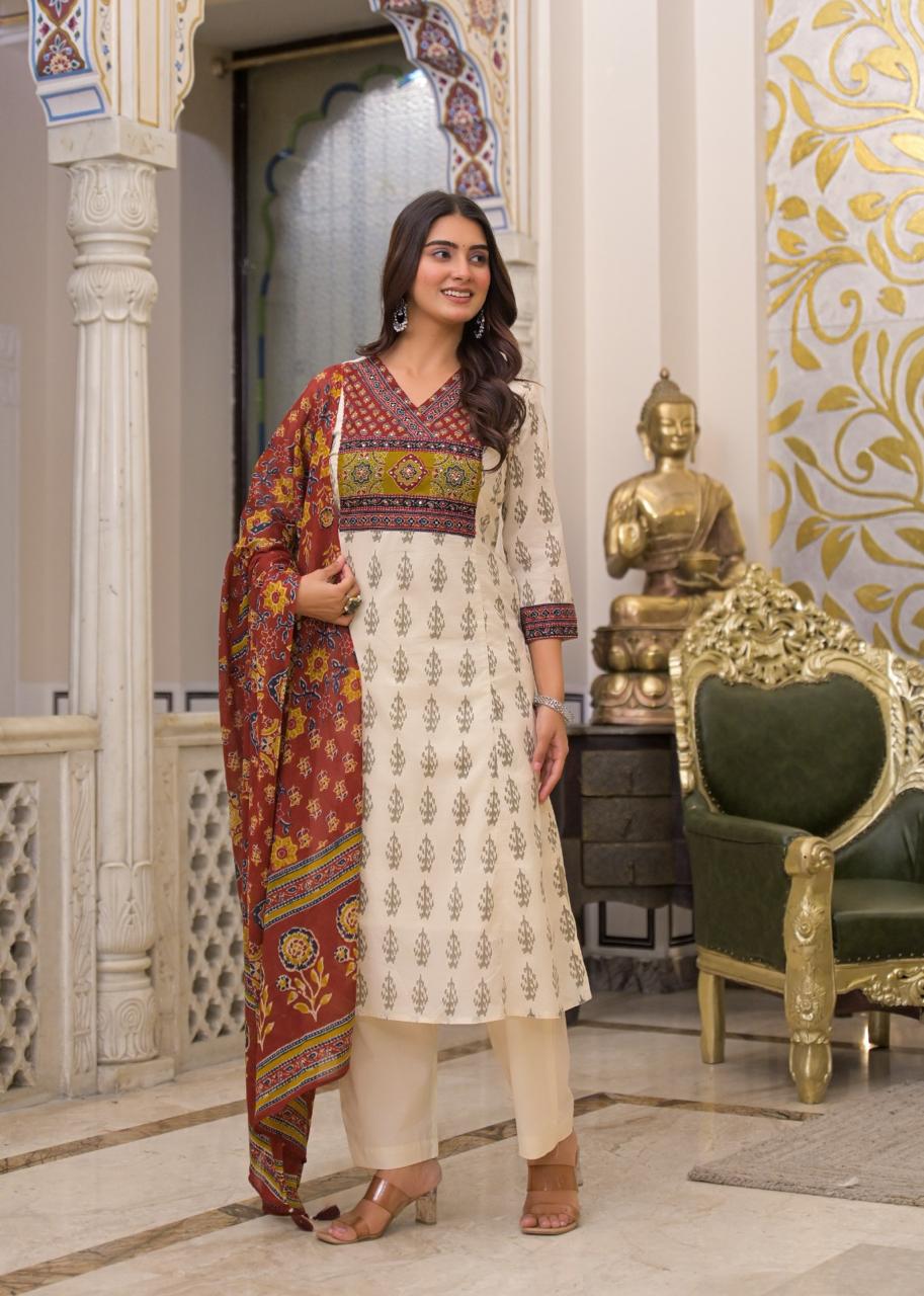 Royal Jaipuri Heritage Cotton A-Line Suit Set