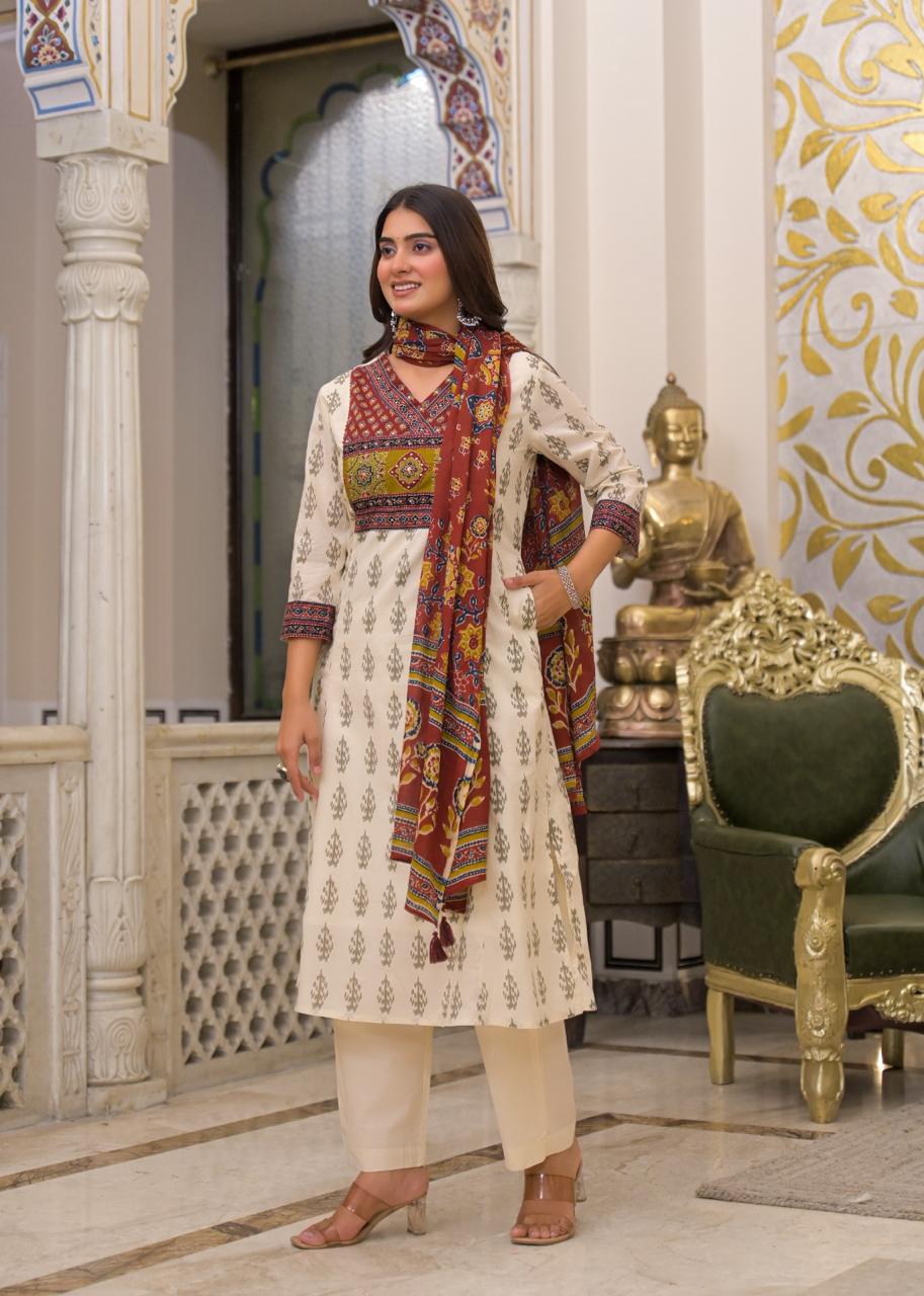 Royal Jaipuri Heritage Cotton A-Line Suit Set