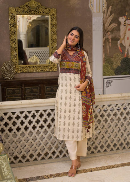 Royal Jaipuri Heritage Cotton A-Line Suit Set