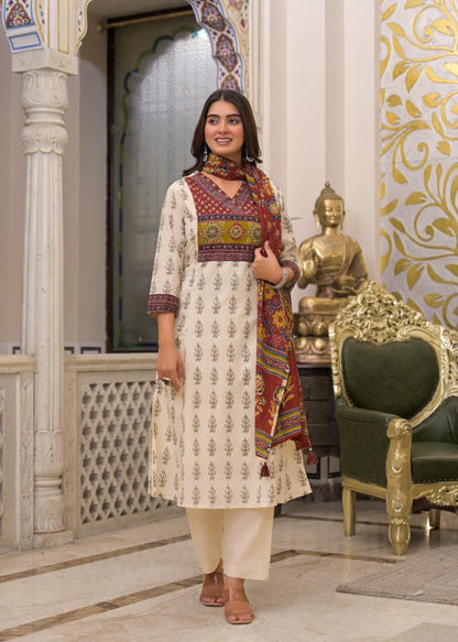 Royal Jaipuri Heritage Cotton A-Line Suit Set
