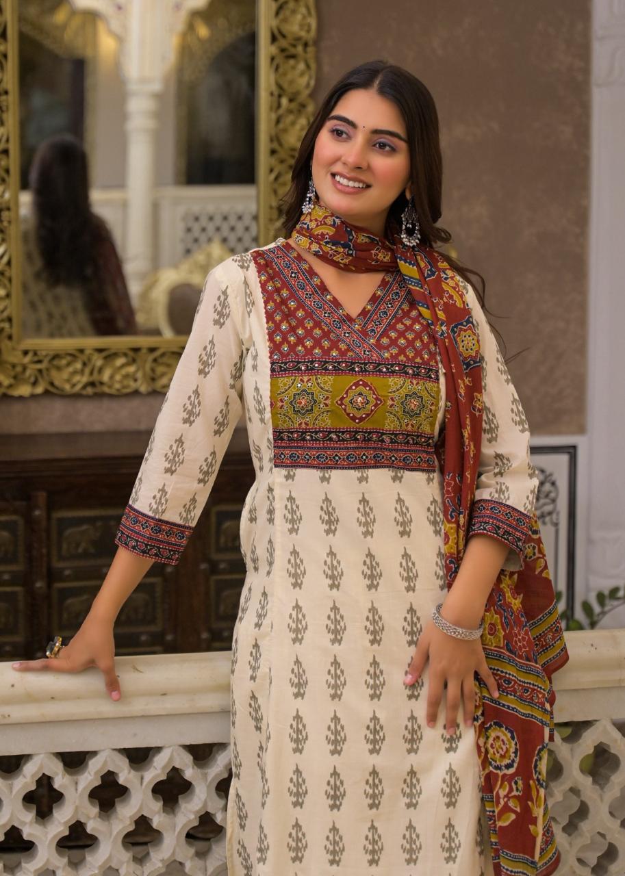 Royal Jaipuri Heritage Cotton A-Line Suit Set