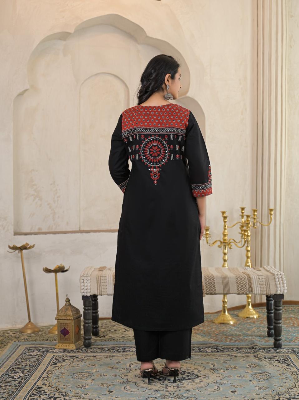 Noor Cotton Straight Suit Set with Printed Dupatta