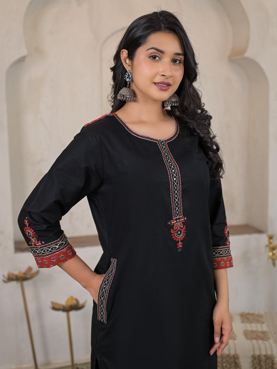 Noor Cotton Straight Suit Set with Printed Dupatta