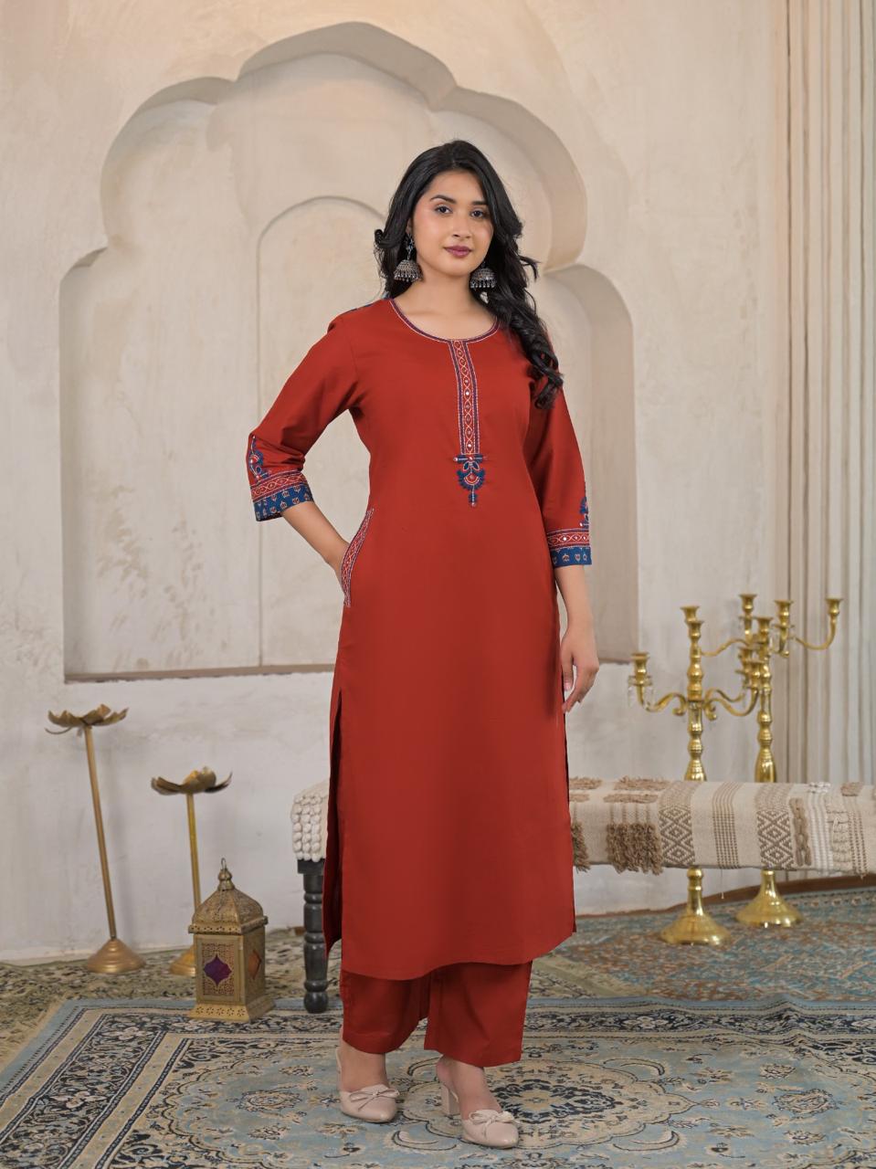 Noor Cotton Straight Suit Set with Printed Dupatta