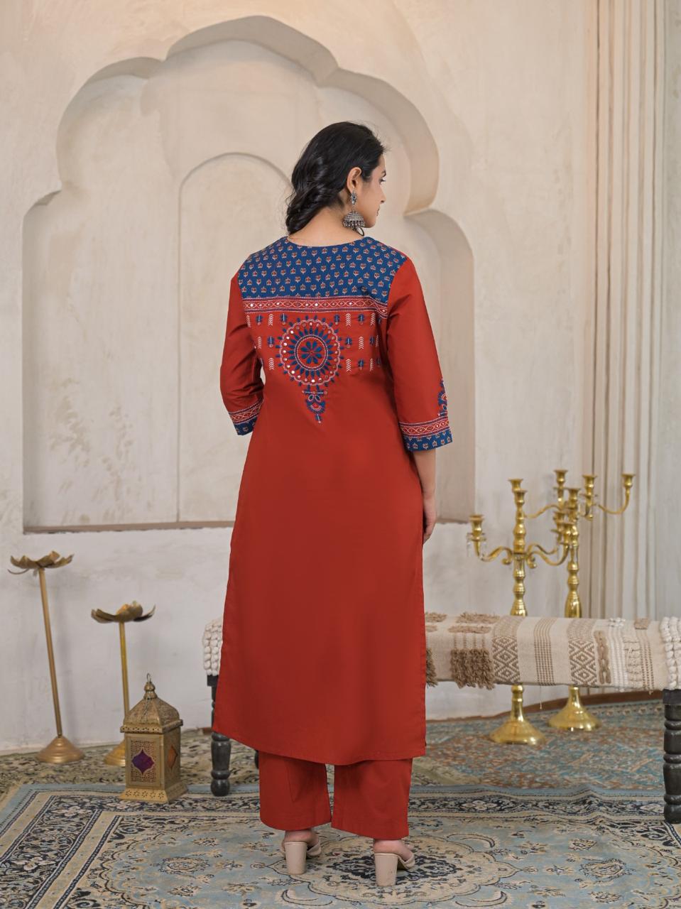 Noor Cotton Straight Suit Set with Printed Dupatta