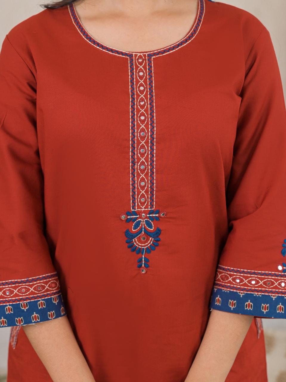 Noor Cotton Straight Suit Set with Printed Dupatta