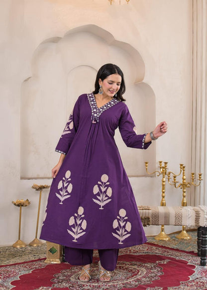 Mehfil Cotton A-Line Suit Set