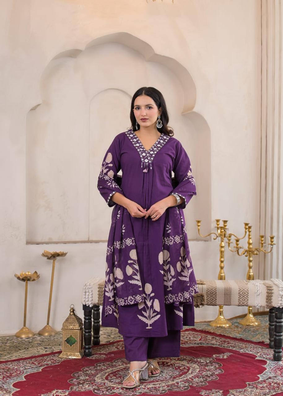 Mehfil Cotton A-Line Suit Set