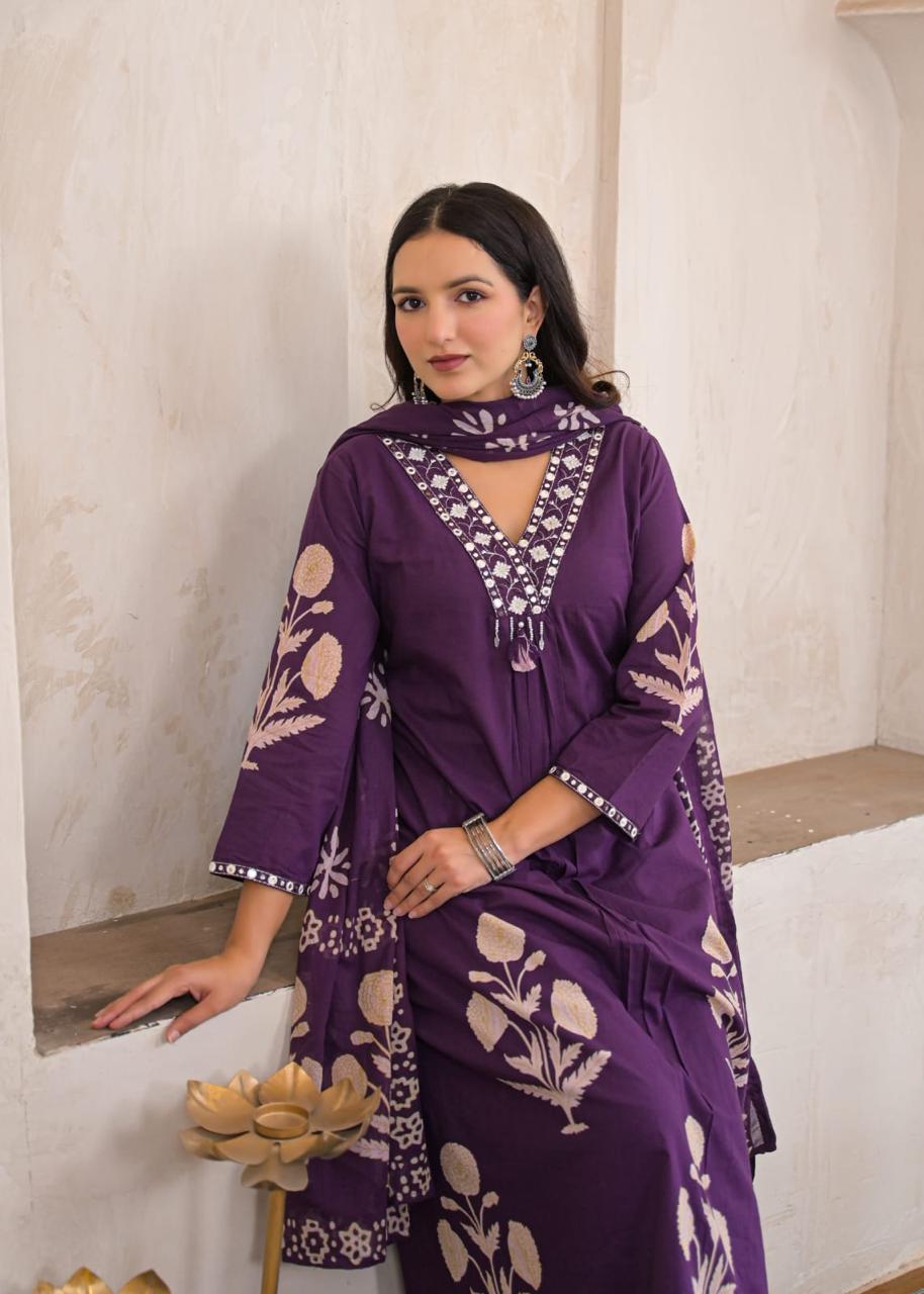 Mehfil Cotton A-Line Suit Set