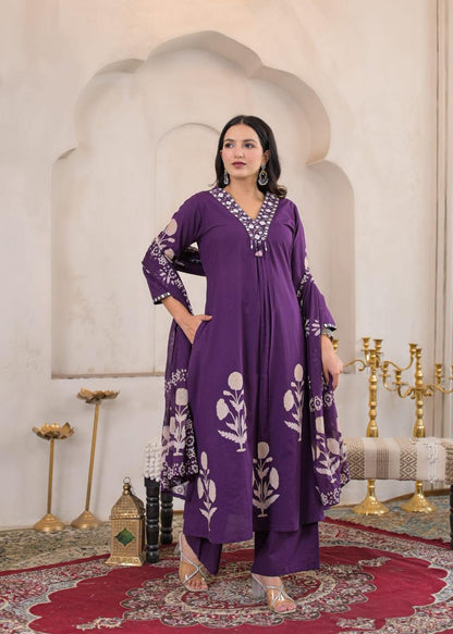 Mehfil Cotton A-Line Suit Set