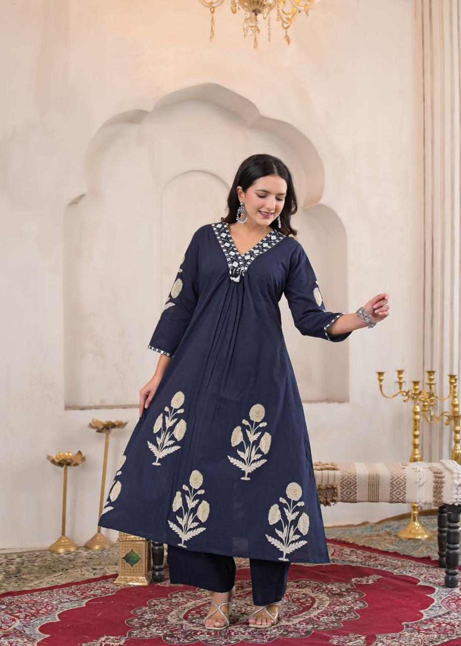 Mehfil Cotton A-Line Suit Set