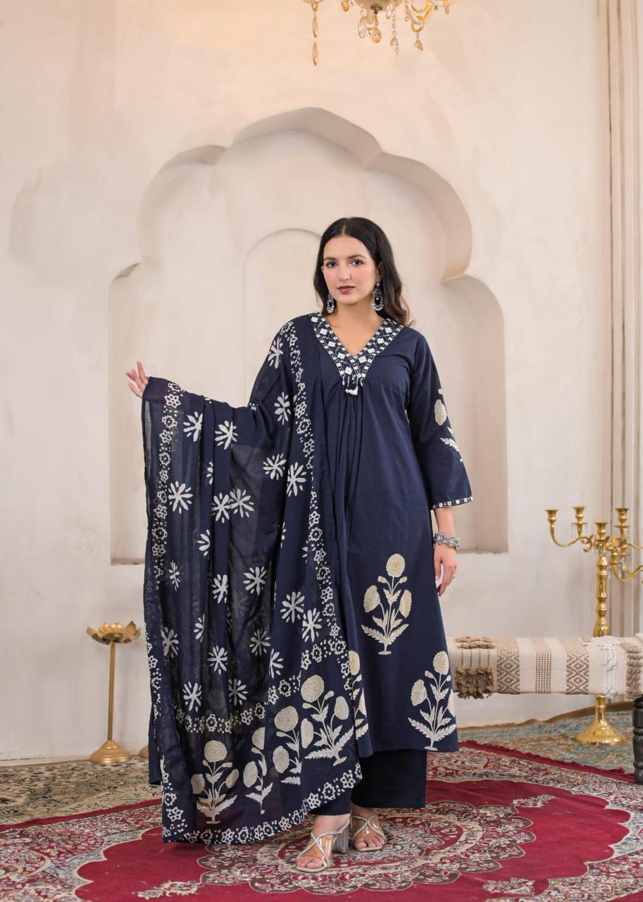 Mehfil Cotton A-Line Suit Set