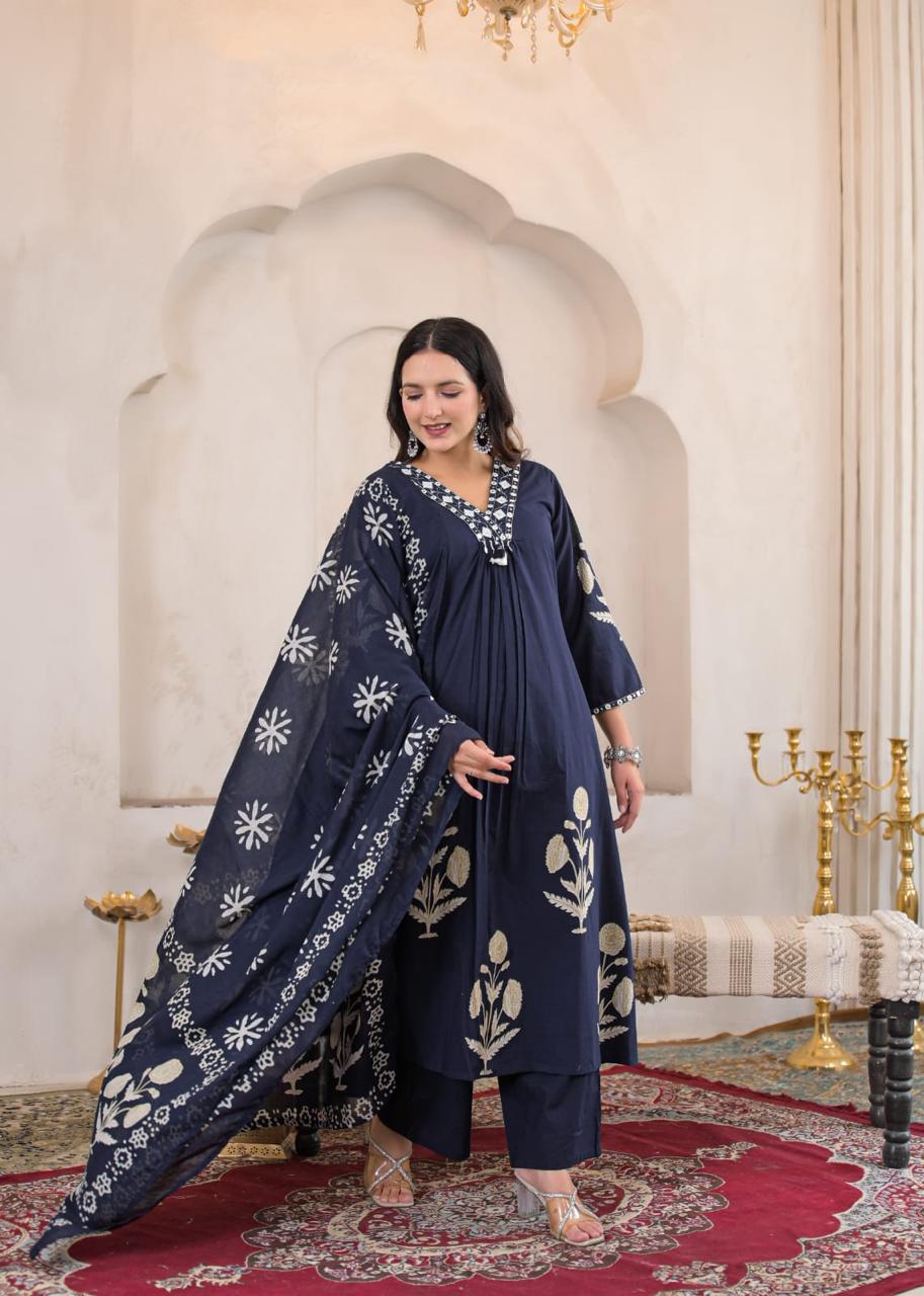 Mehfil Cotton A-Line Suit Set