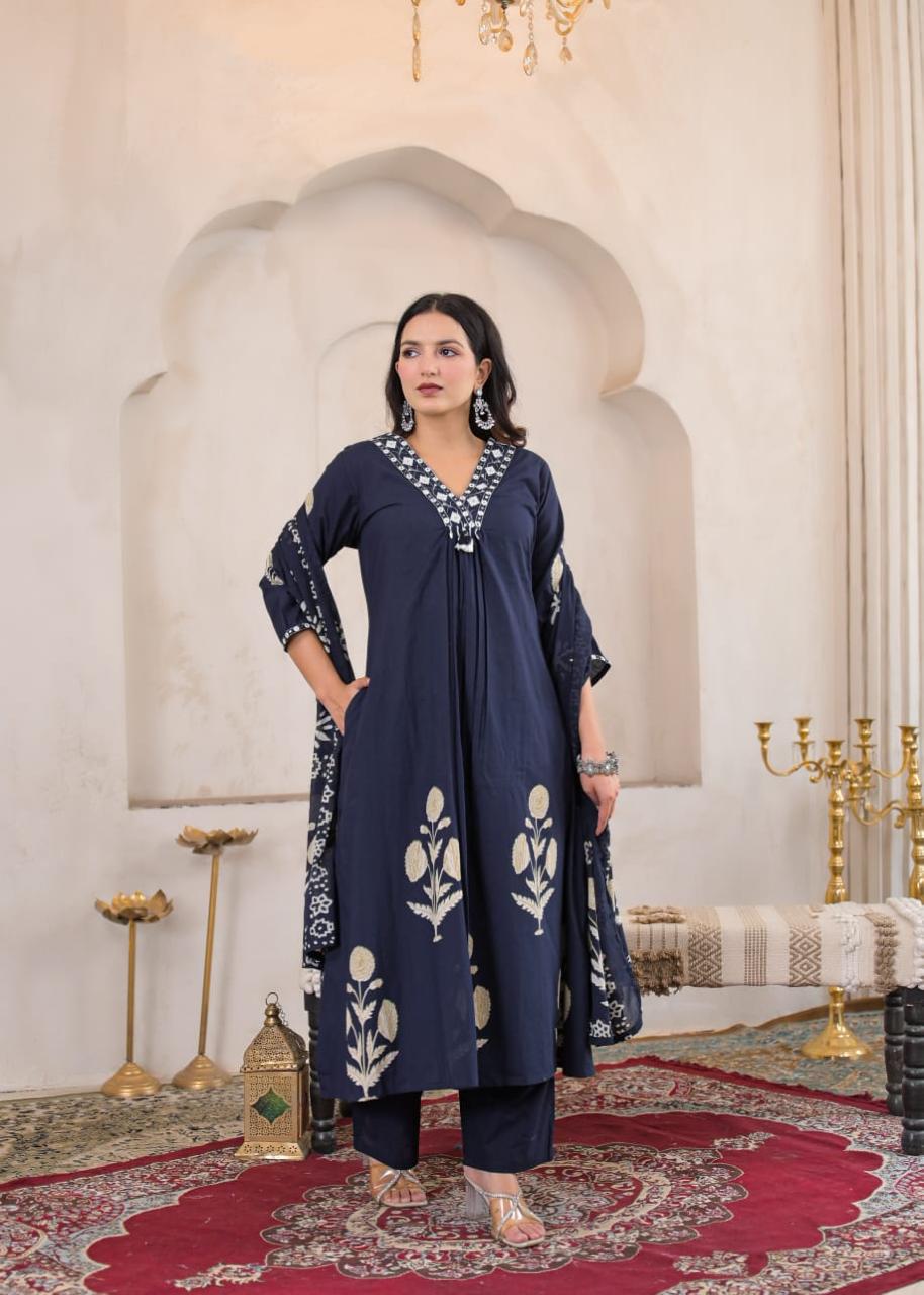 Mehfil Cotton A-Line Suit Set