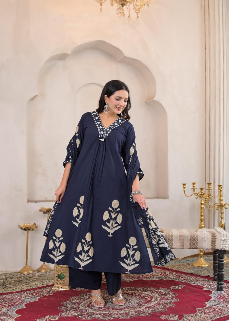 Mehfil Cotton A-Line Suit Set