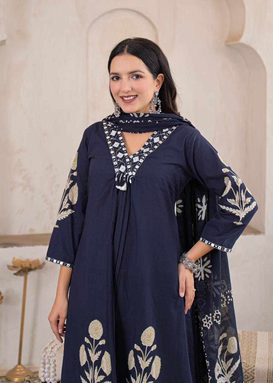 Mehfil Cotton A-Line Suit Set