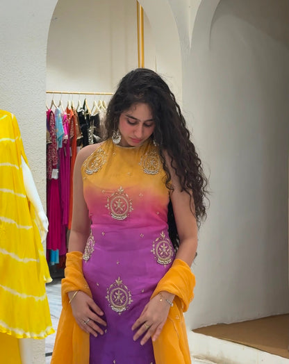 Sunset Ombre Kurti Set
