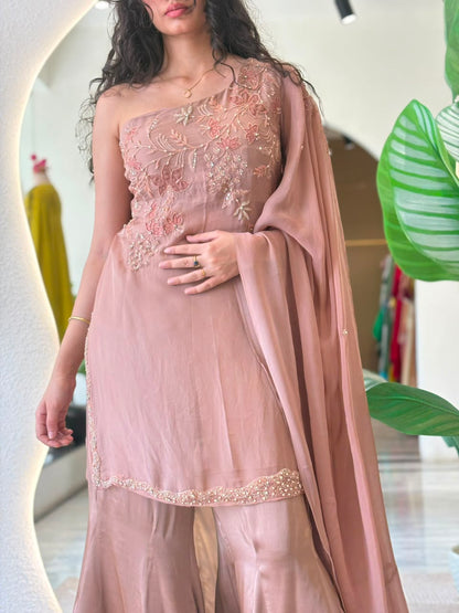 Blush Embroidered Sharara Set