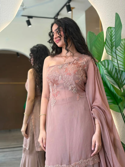 Blush Embroidered Sharara Set