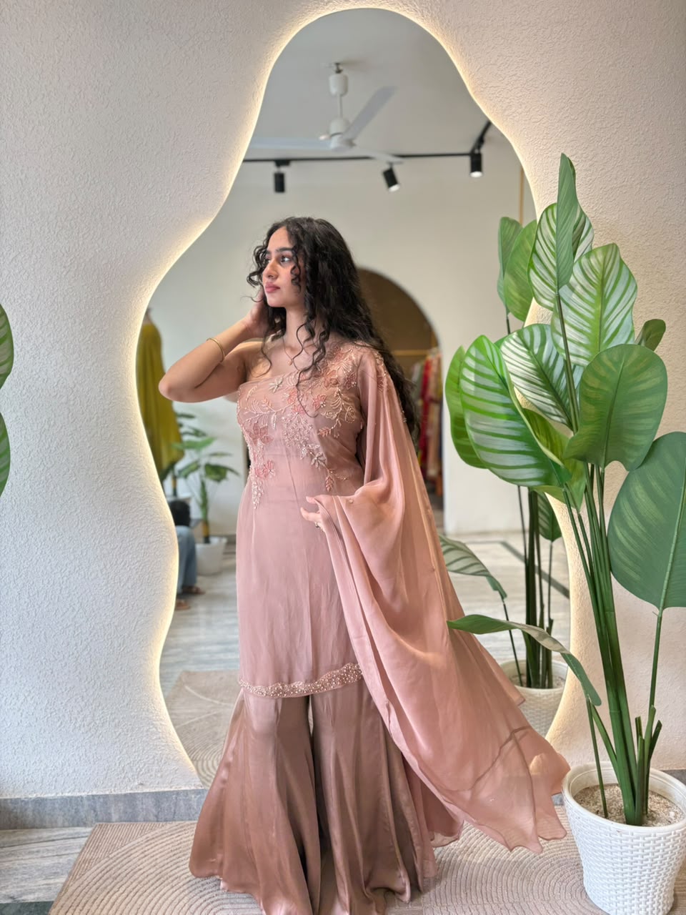 Blush Embroidered Sharara Set