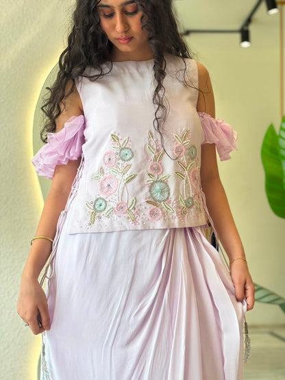 Lilac Floral Embroidered Co-ord Set