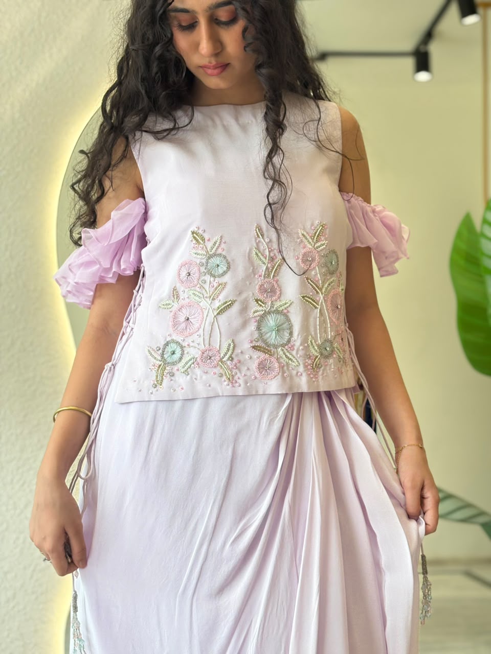 Lilac Floral Embroidered Co-ord Set