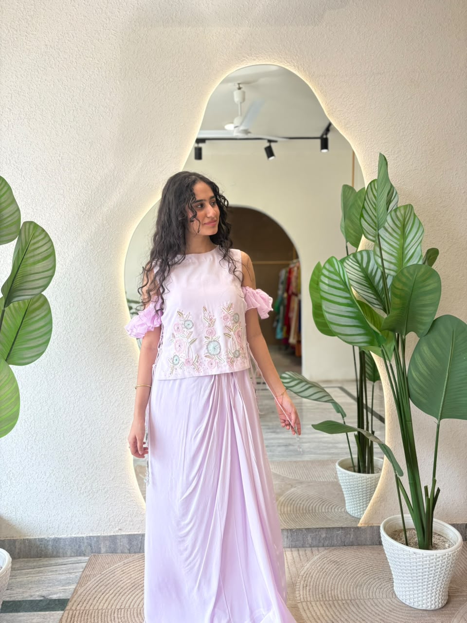Lilac Floral Embroidered Co-ord Set