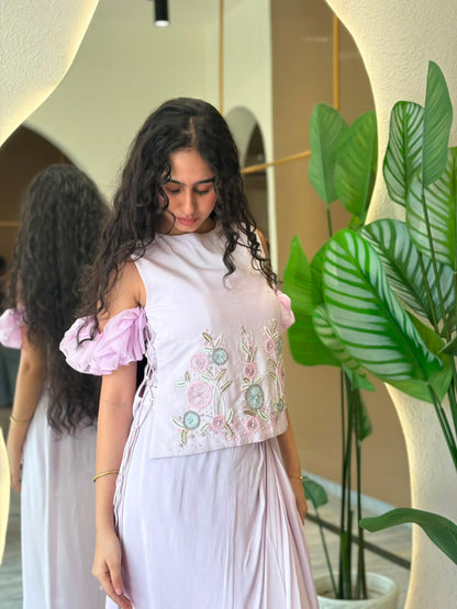 Lilac Floral Embroidered Co-ord Set