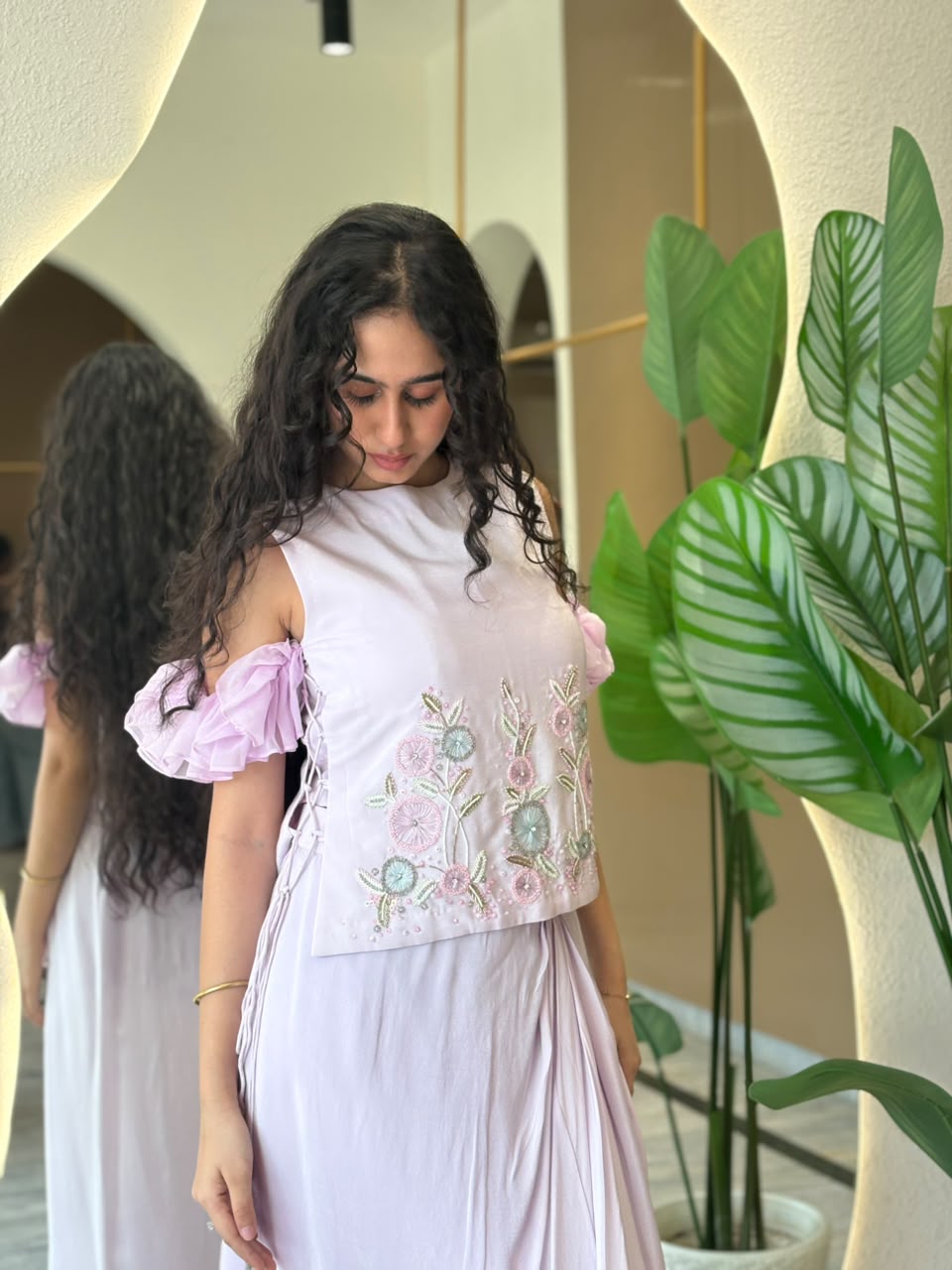 Lilac Floral Embroidered Co-ord Set