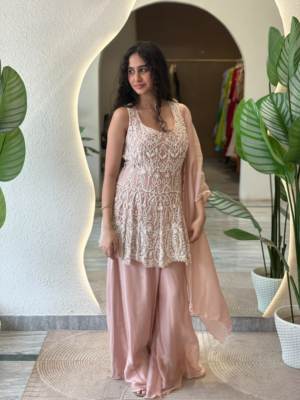 Blush Embroidered Palazzo Set