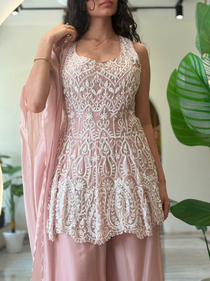 Blush Embroidered Palazzo Set