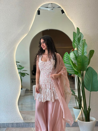 Blush Embroidered Palazzo Set