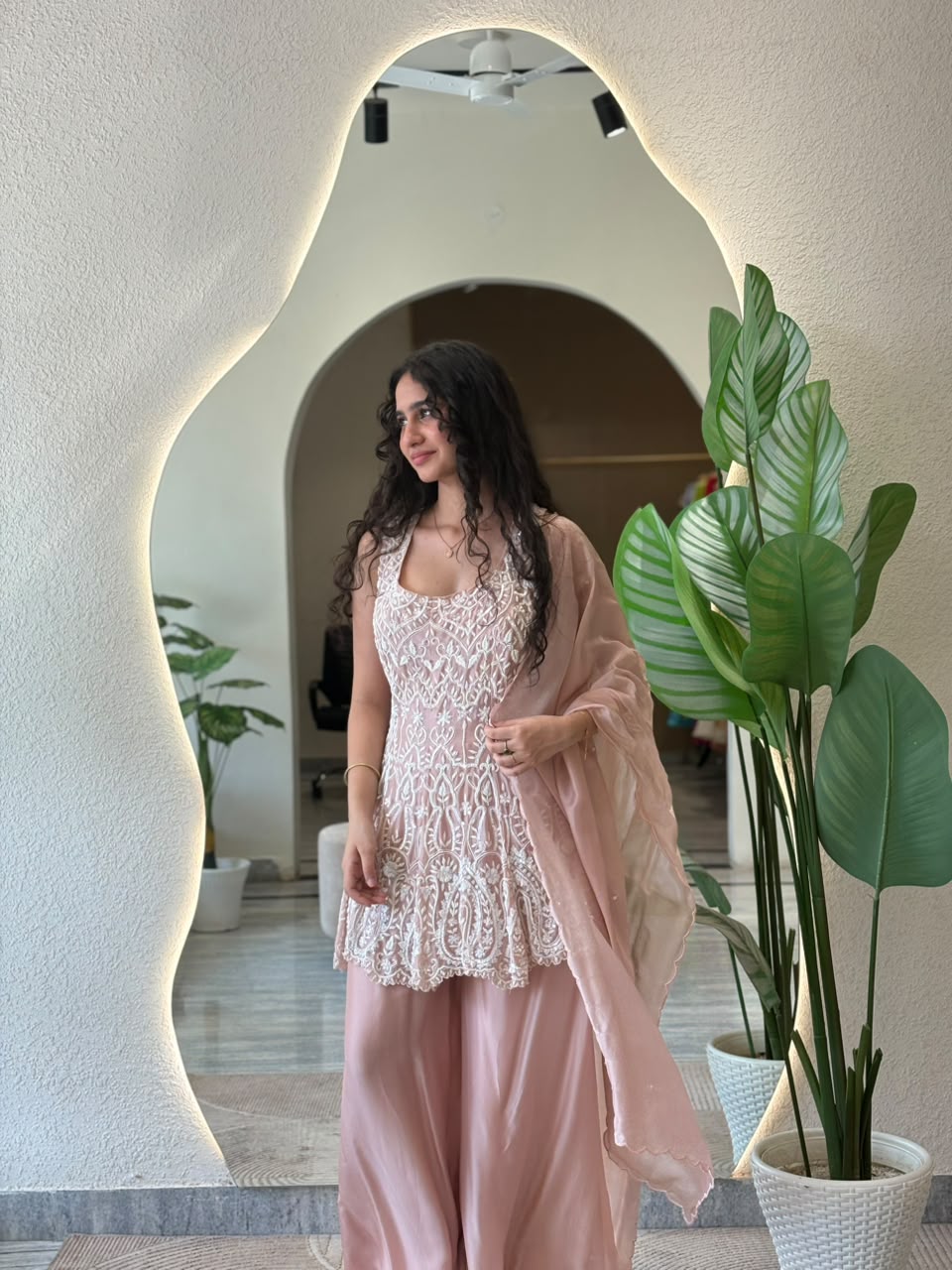 Blush Embroidered Palazzo Set