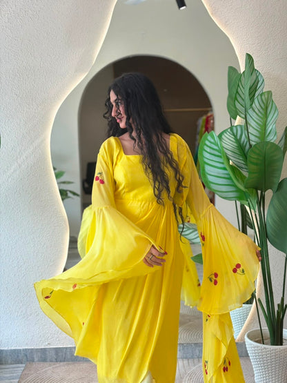 Sunshine Cherry Flared Dress