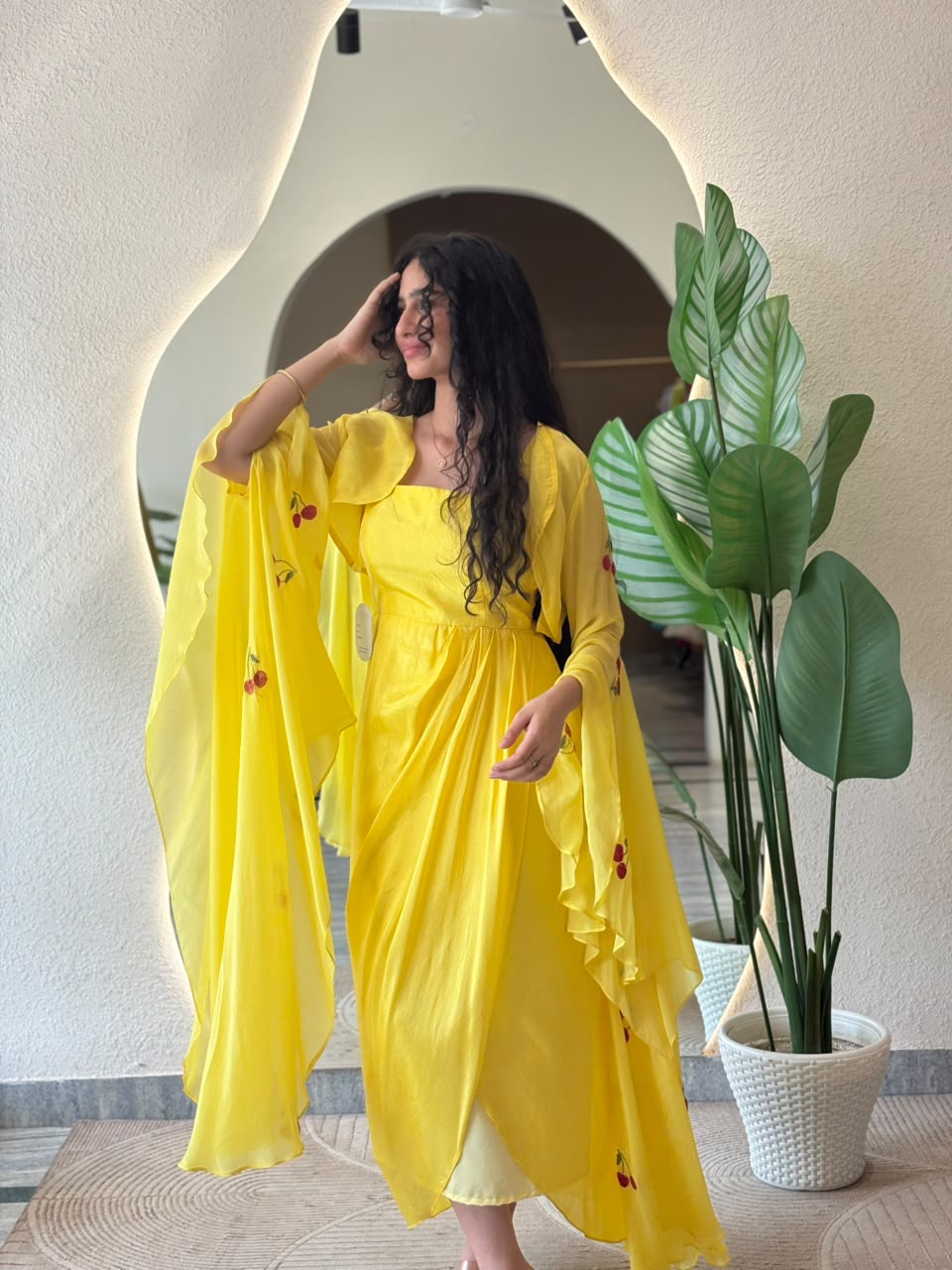 Sunshine Cherry Flared Dress