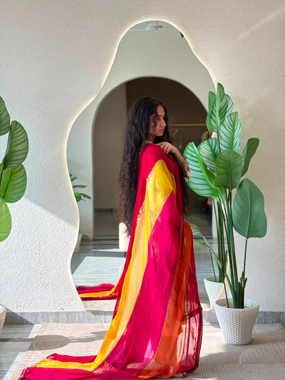 Ivory Kurta with Multicolour Dupatta