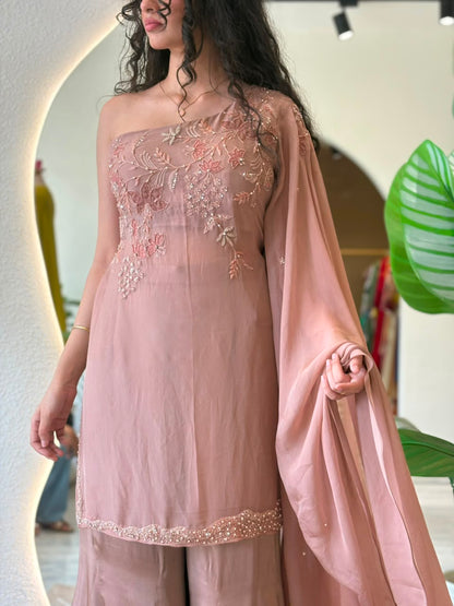 Blush Embroidered Sharara Set