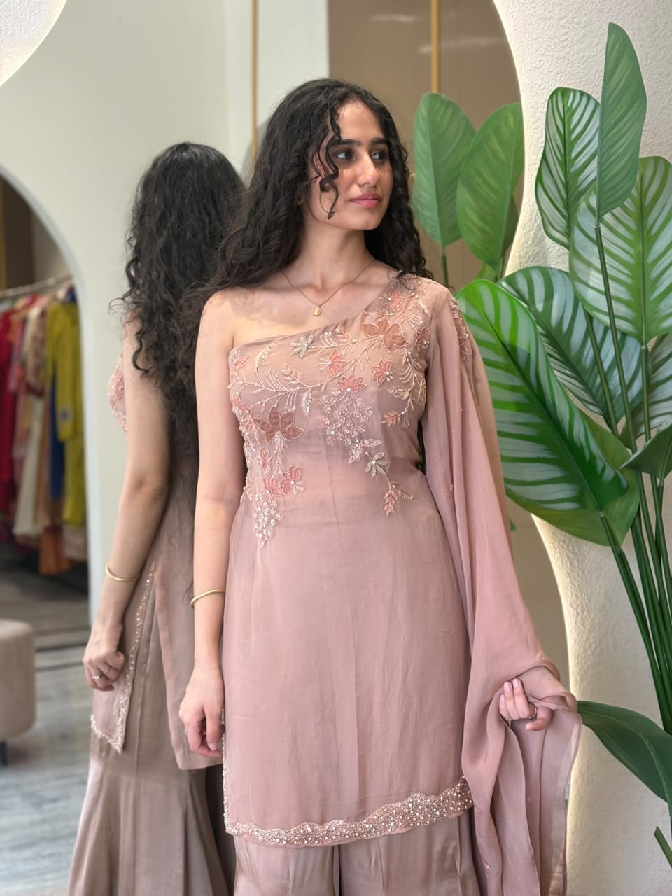 Blush Embroidered Sharara Set