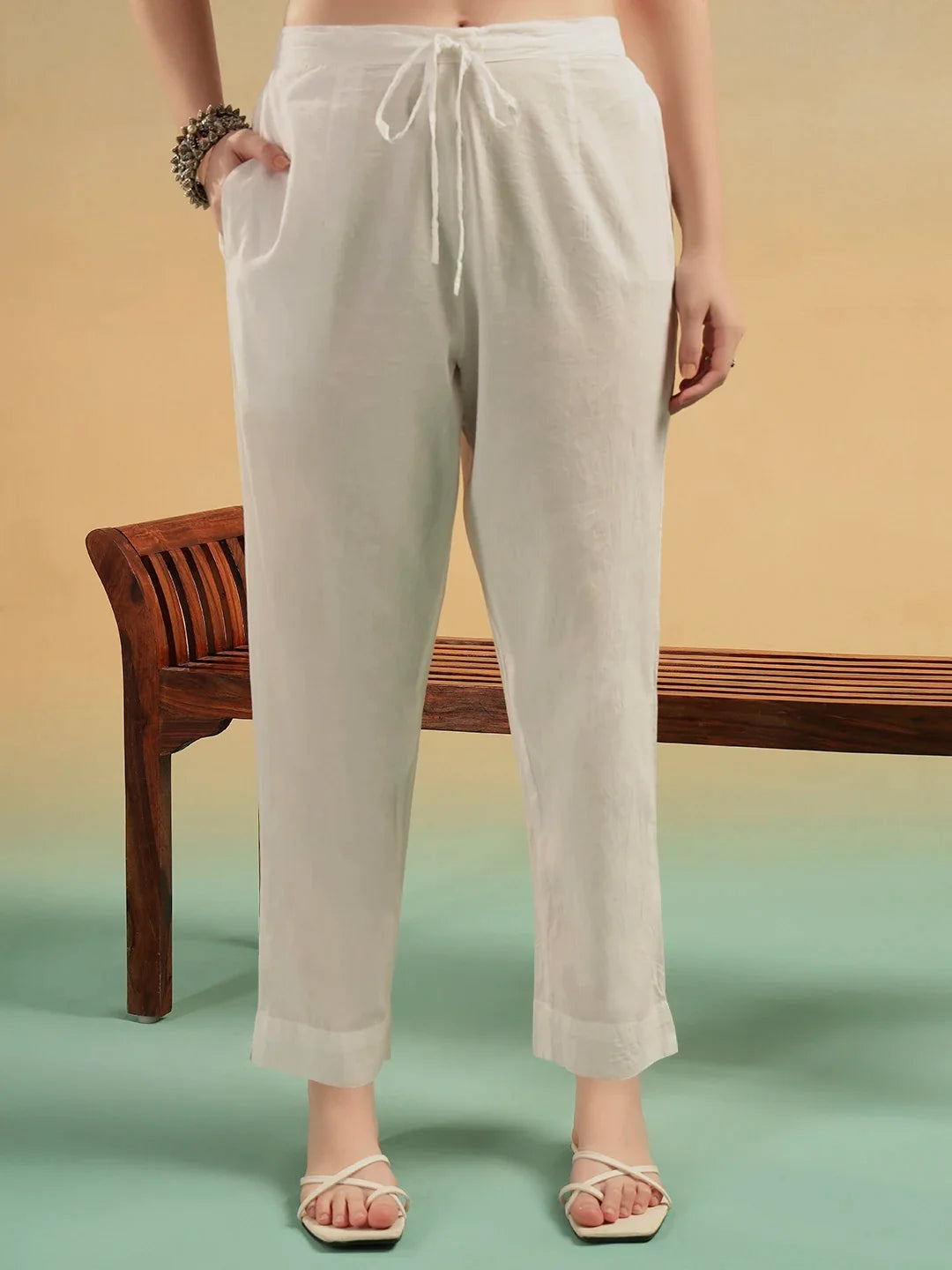 Saanvi Cream Embroidered Cotton Suit Set